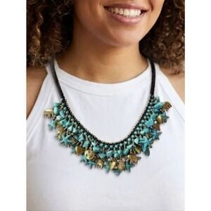 Necklace-collar style- turquoise, charms